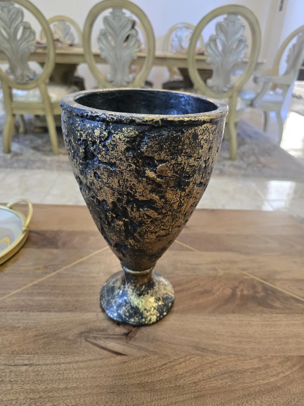 Decorative Black and Gold Textured Urn Vase - Home Accents